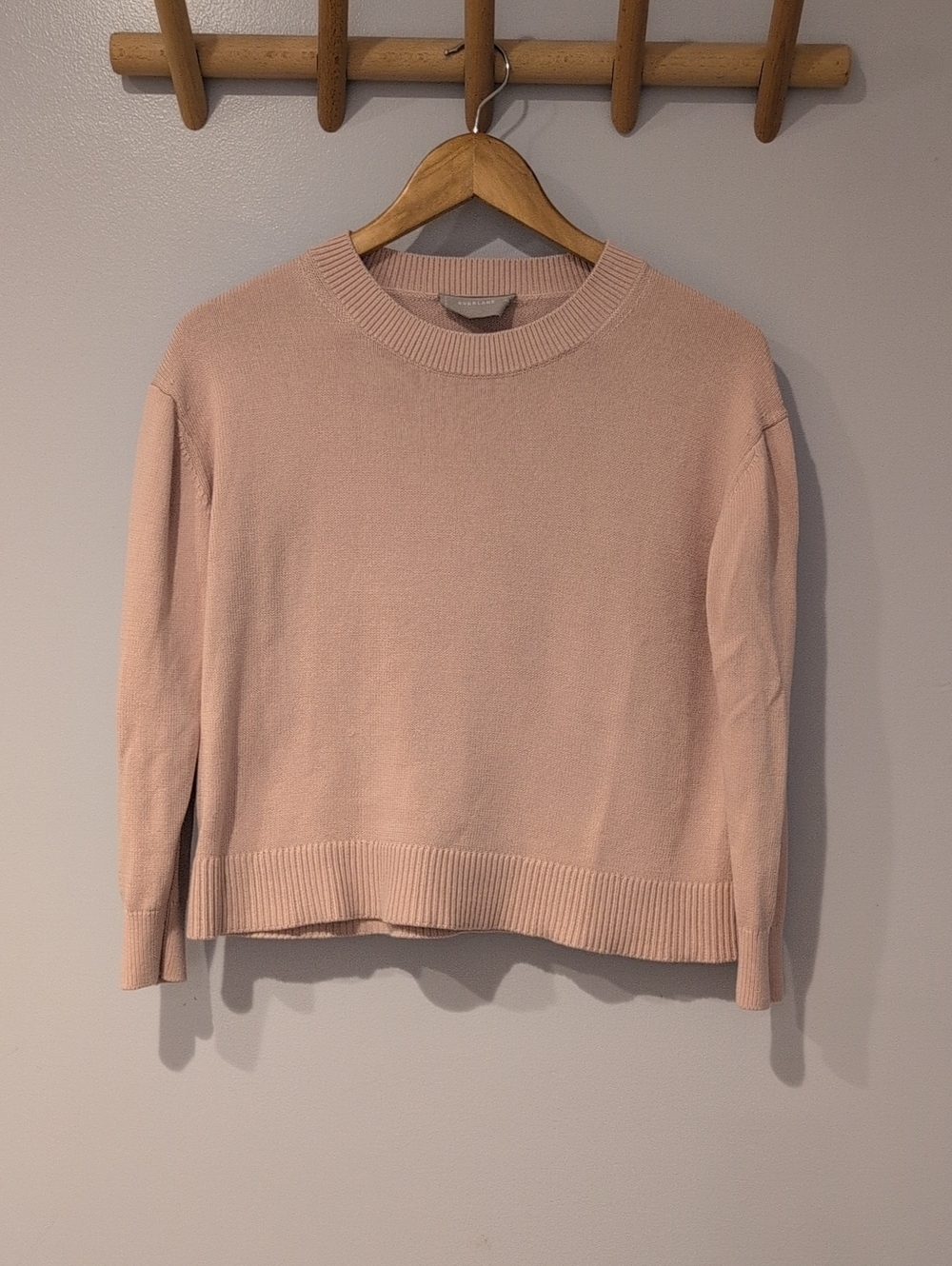Everlane Light Pink XS Cotton Crewneck Knit Sweater